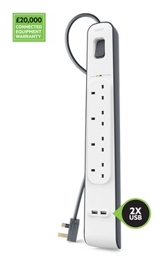 Belkin Surgeplus 2.4 Amp USB Charging 4-outlet Surge Protection Strip